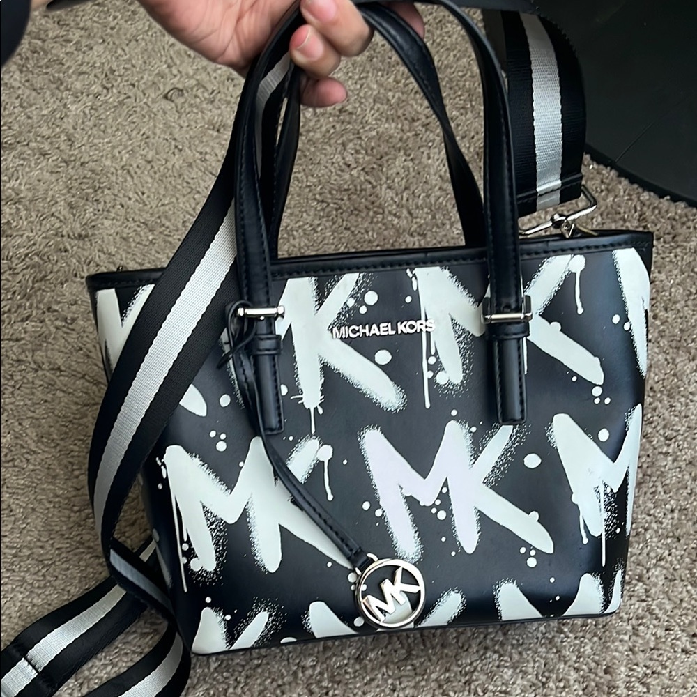 Michael Kors Black and White Tote Bag
